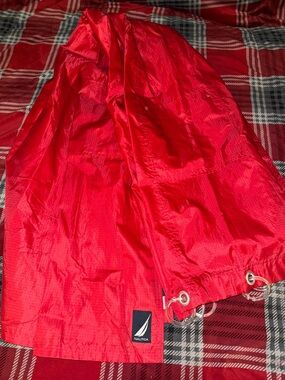 Nautica Red Shower Curtain with Metal Grommet Detail